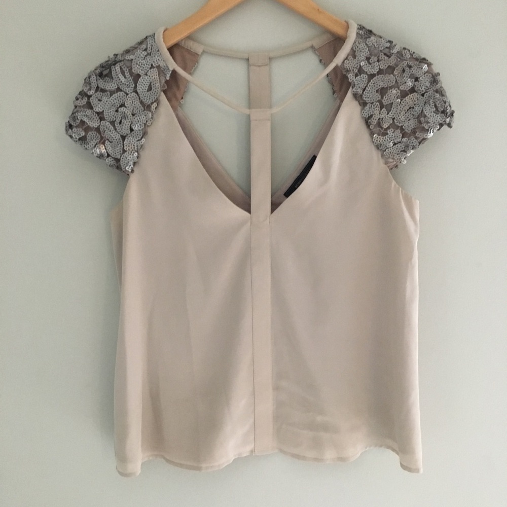 BCBG Sierra silk + sequin top